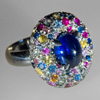 Ring, white gold 750°, Ag 925°, kianite 4,57 ct, sapphires. Price 3250