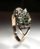 Ring, gold 585°, diamonds, black diamonds, emeralds. Price $2300